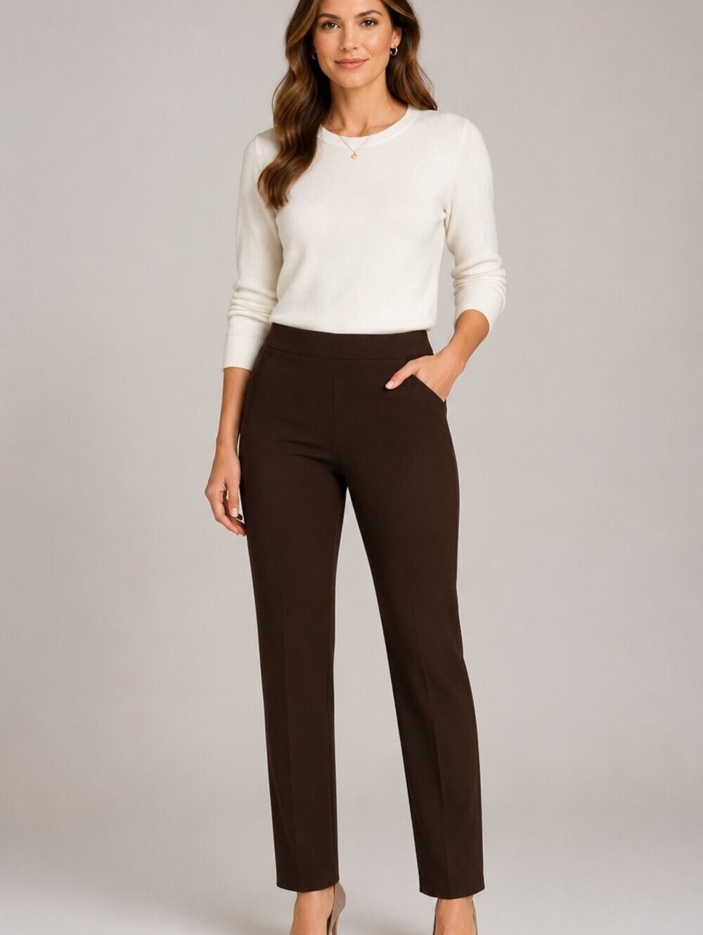 NEWPORT NEWS 1990s Brown Easy Style Straight Leg Trouser Pants Size 8